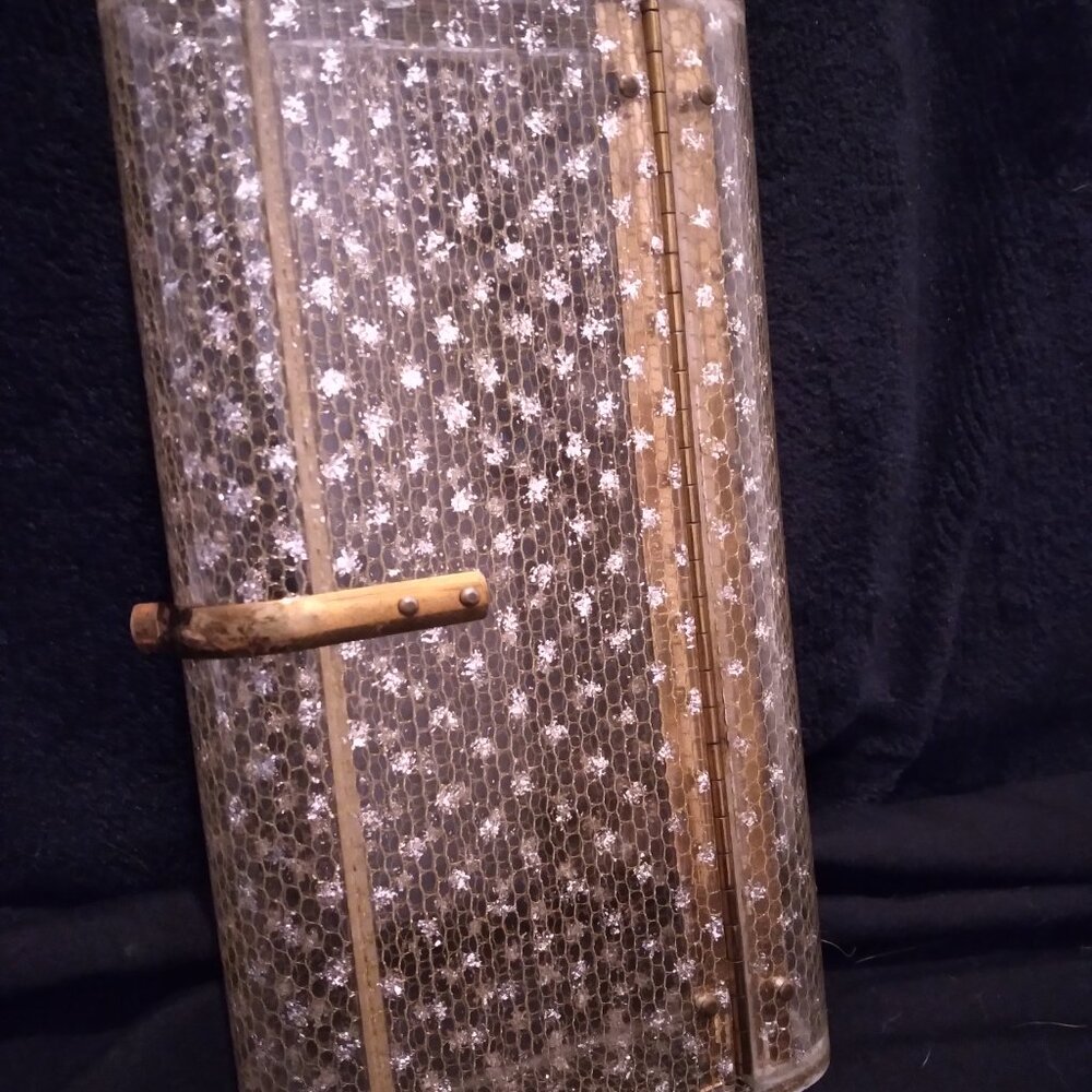 Clutch Vintage Lucite - 1950s - Gold Stardust Pattern - Picture 2 of 6
